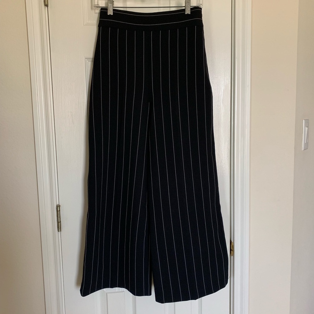NWT ZARA Black Striped Wide leg Pants